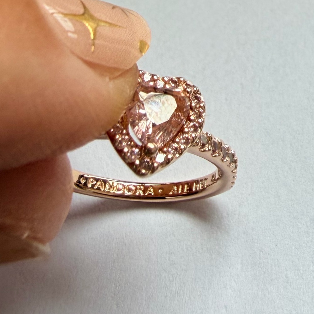 Pandora Rose gold Pink Heart Ring (size 48, US 4.5) - Picture 3 of 4